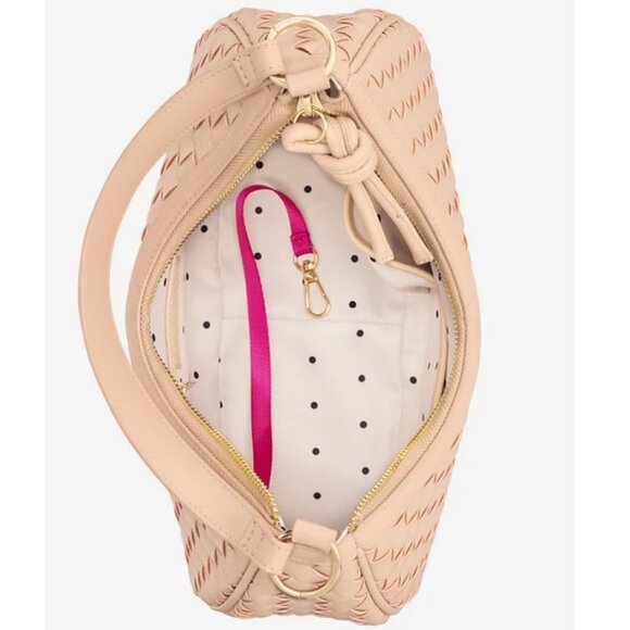 Macy's On 34th woven faux-leather shoulder hobo crossbody bag - Chai / Pink - Picture 10 of 13